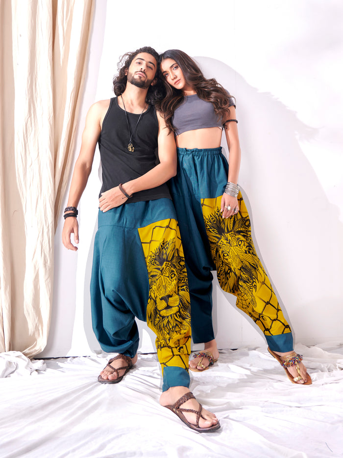 Women's Bohemian Lion Print Hippy Baggy Aladdin Harem Pants For Travel Dance Yoga image 6