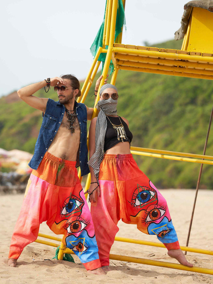 Buy Women's Eye Triangle Bohemian Hippy Harem Pants For Travel Dance Yoga