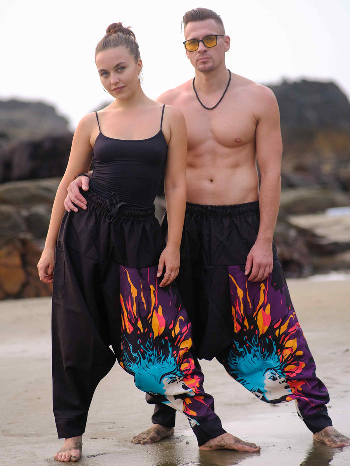 Women's Flame Fusion Afghani Bohemian Harem Pants For Travel Dance Yoga image 4
