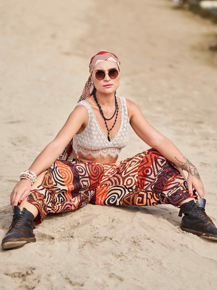 Buy Women's Flowy Graphic Printed Hippy Harem Pants For Travel Yoga Dance