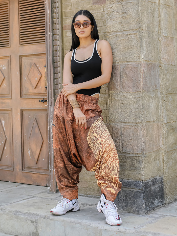 Women's Hippy Baggy Aladdin Dhoti Harem Pants For Travel Dance Yoga image 2