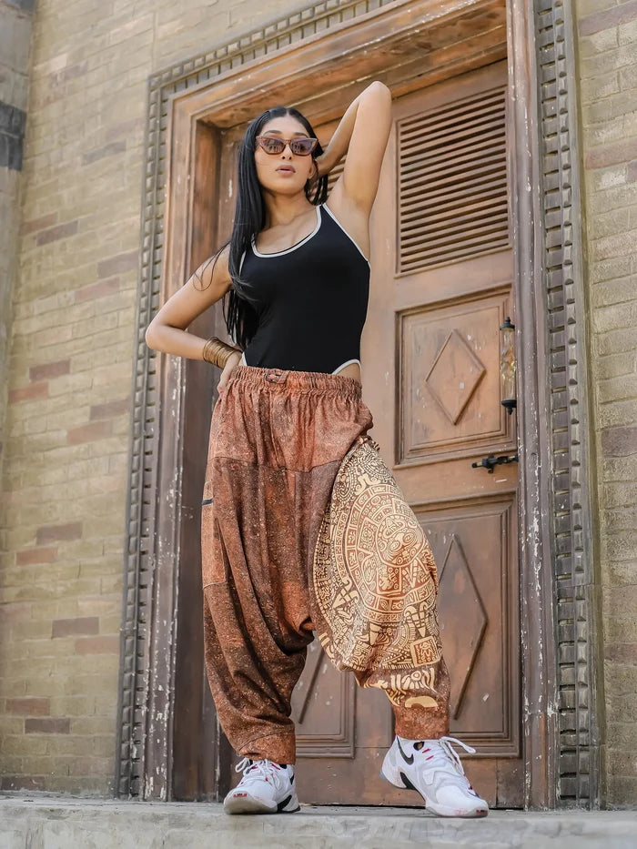 Women's Hippy Baggy Aladdin Dhoti Harem Pants For Travel Dance Yoga image 6