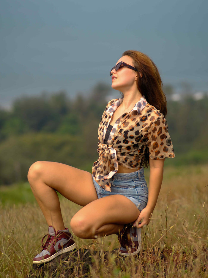 Women's Leopard Cheetah  Print Travel Shirt