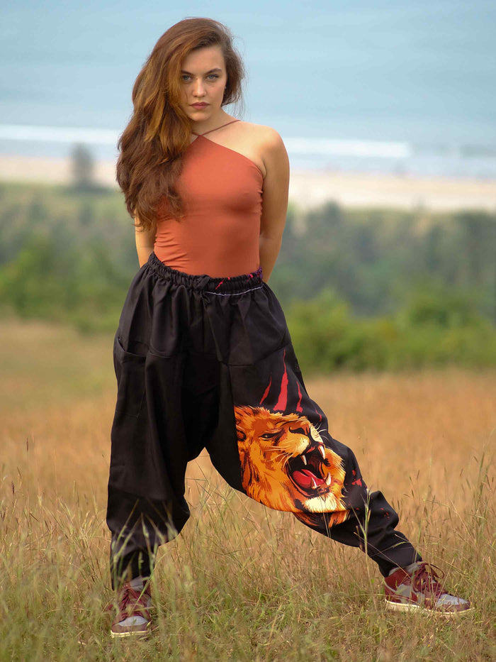 Women's Lion Print Hippy Baggy Harem Pants For Travel Dance Yoga image 3
