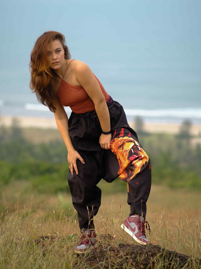 Women's Lion Print Hippy Baggy Harem Pants For Travel Dance Yoga image 4