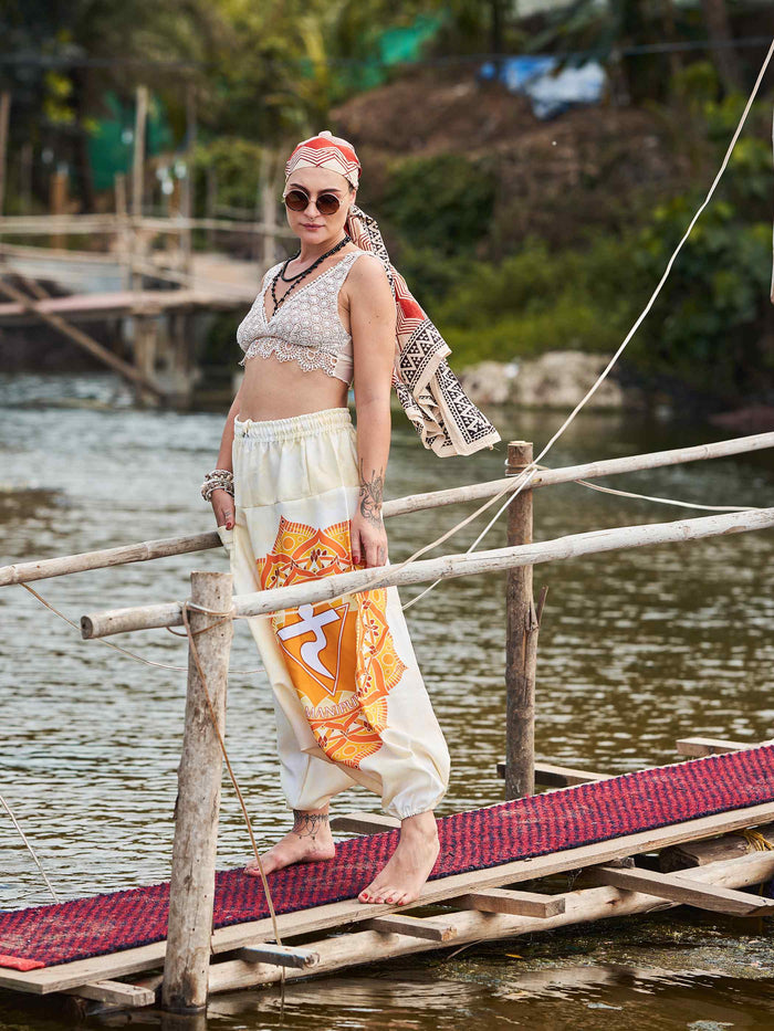 Women's Mandala Print Dhoti Balloon Harem Pants For Travel Yoga Dance image 2