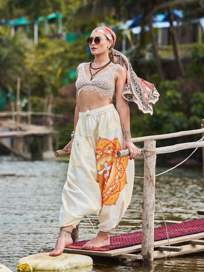 Women's Mandala Print Dhoti Balloon Harem Pants For Travel Yoga Dance image 3