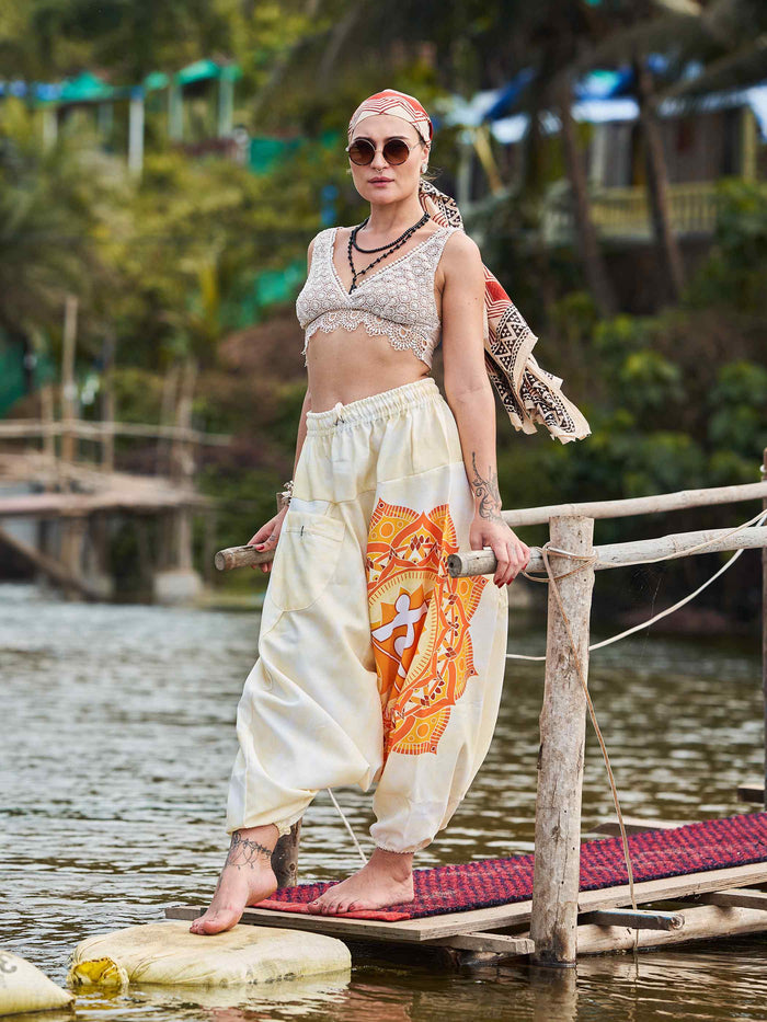 Women's Mandala Print Dhoti Balloon Harem Pants For Travel Yoga Dance image 4