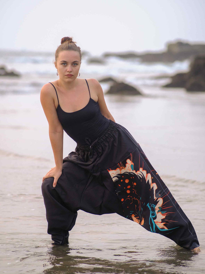 Women's Nomad Elegance Hippy Black Harem Pants Aladdin Balloon Pyjamas For Travel image 2