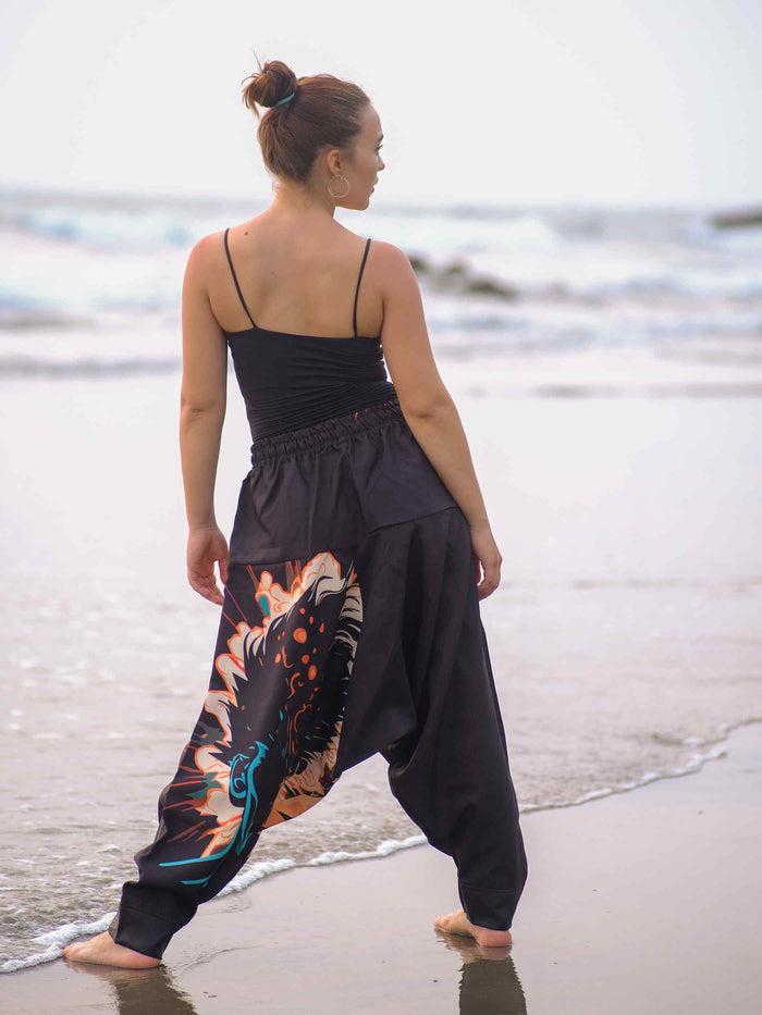 Women's Nomad Elegance Hippy Black Harem Pants Aladdin Balloon Pyjamas For Travel image 4