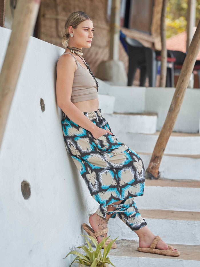 Buy Women's Tie Dye Look Bohemian Hippy Harem Pants For Yoga Travel Dance