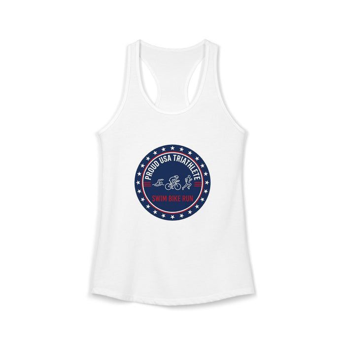 Women's Triathlon Racerback Tank - USA Swim-Bike-Run Graphic - Moisture-Wicking Quick-Dry Training Top