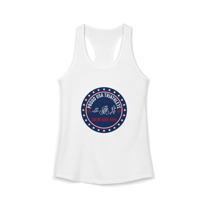 Women's Triathlon Racerback Tank - USA Swim-Bike-Run Graphic - Moisture-Wicking Quick-Dry Training Top