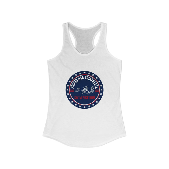 Women's Triathlon Racerback Tank - USA Swim-Bike-Run Graphic - Moisture-Wicking Quick-Dry Training Top