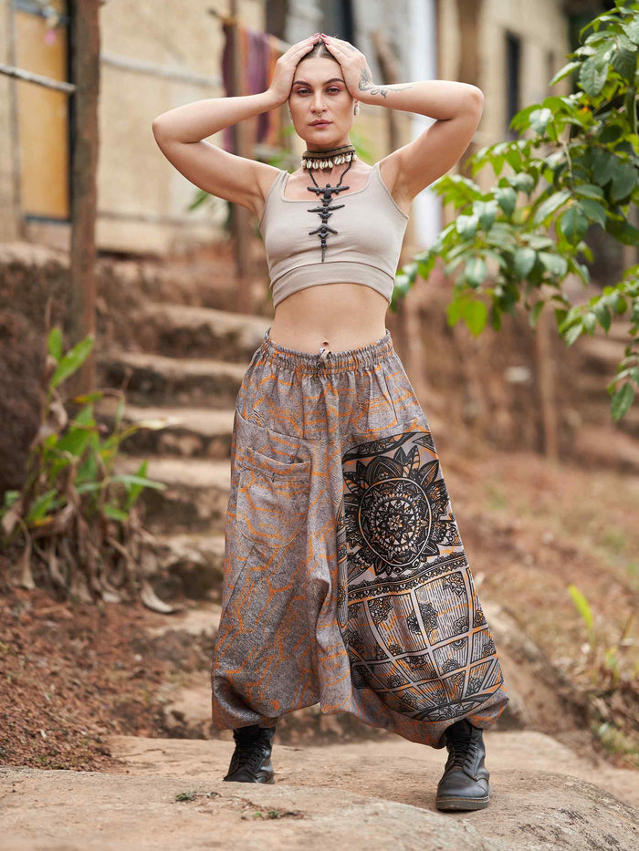 Women's Tribal Mandala Print Balloon Aladdin Harem Pants For Travel Yoga Dance image 1