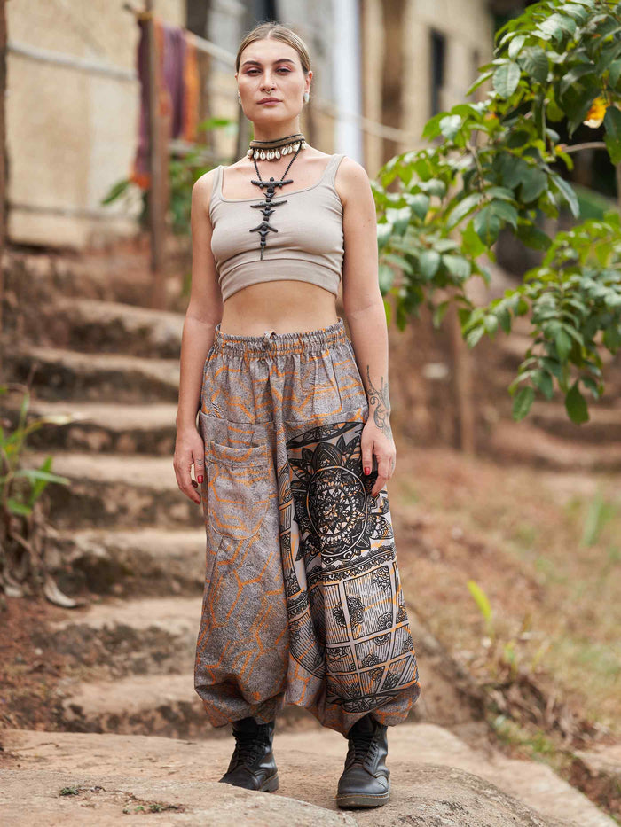 Women's Tribal Mandala Print Balloon Aladdin Harem Pants For Travel Yoga Dance image 2