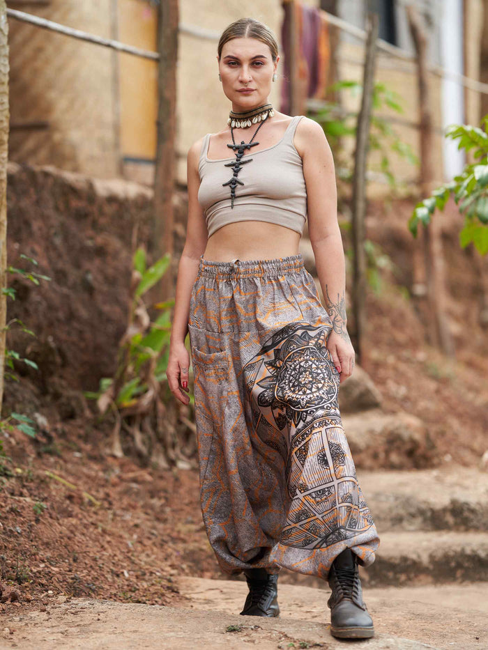 Women's Tribal Mandala Print Balloon Aladdin Harem Pants For Travel Yoga Dance image 5