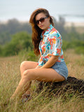 Women's Tropical Oversize Printed Travel Shirt