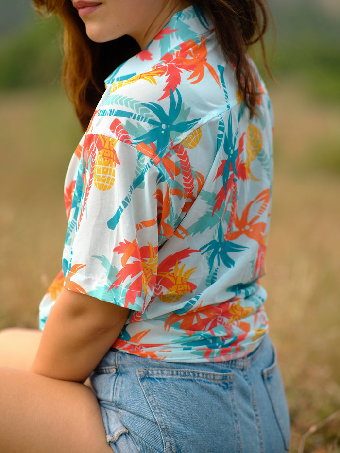Women's Tropical Oversize Printed Travel Shirt