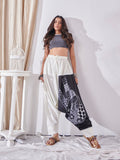 Women's White Genie Aladdin Ninja Hippy Boho Harem Pants For Yoga Dance Travel image 1