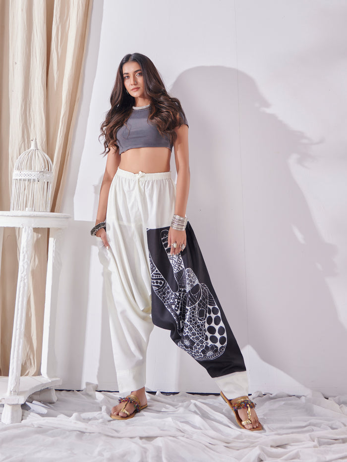 Women's White Genie Aladdin Ninja Hippy Boho Harem Pants For Yoga Dance Travel image 2