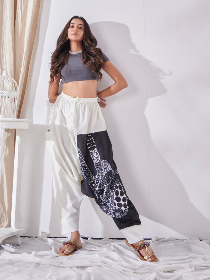 Women's White Genie Aladdin Ninja Hippy Boho Harem Pants For Yoga Dance Travel image 5