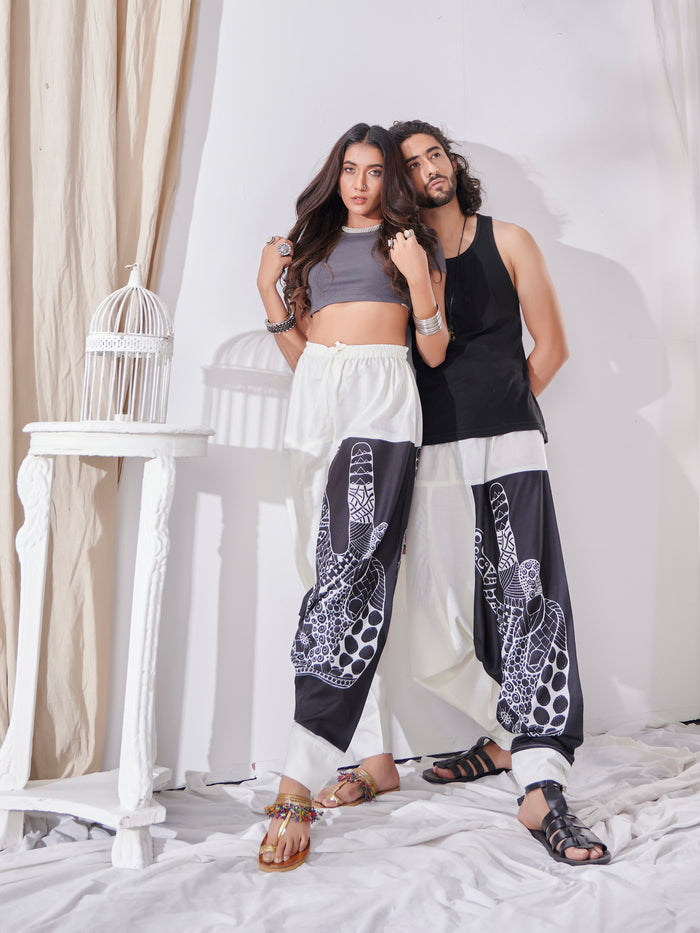 Women's White Genie Aladdin Ninja Hippy Boho Harem Pants For Yoga Dance Travel image 6