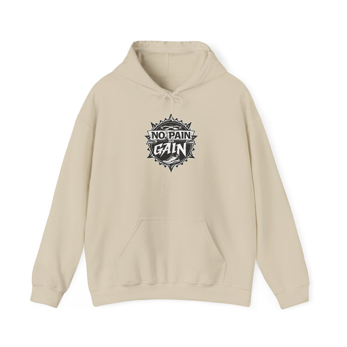 Workout Hoodie - No Pain No Gain Mid-Weight Cotton-Poly - detail view
