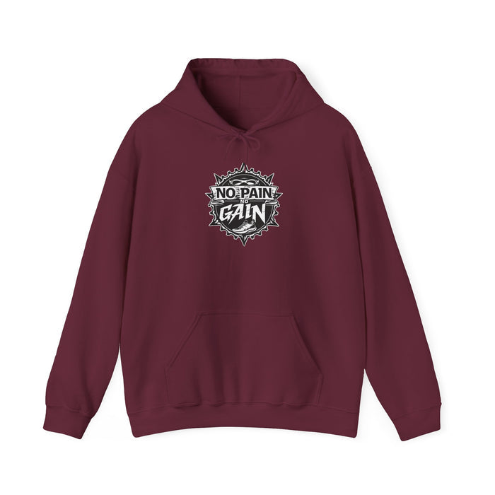 Workout Hoodie - No Pain No Gain Mid-Weight Cotton-Poly - size chart