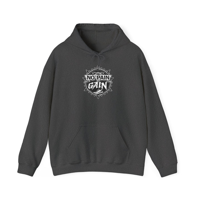 Workout Hoodie - No Pain No Gain Mid-Weight Cotton-Poly - size chart