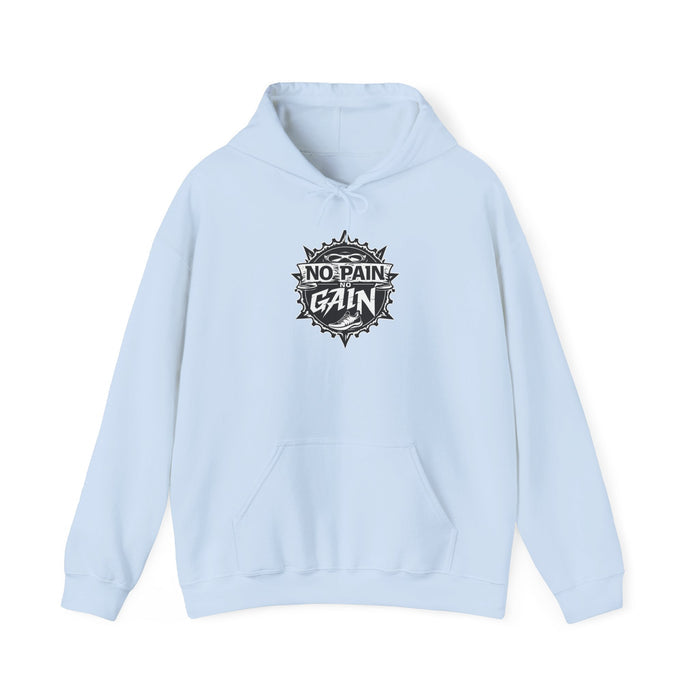 Workout Hoodie - No Pain No Gain Mid-Weight Cotton-Poly - size chart