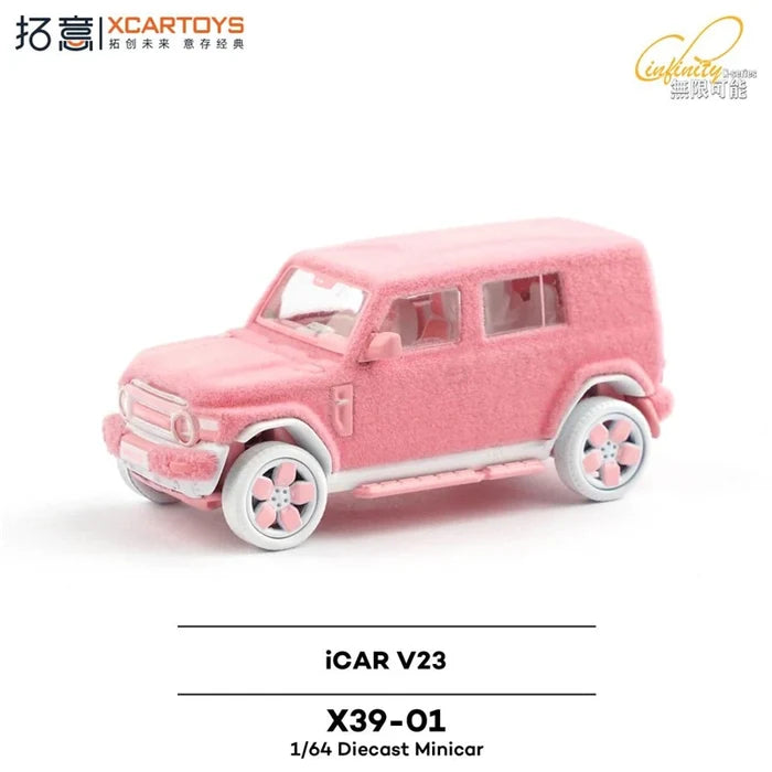 Xcartoys 1:64 icar V23 pink plush Collection Miniature DieCas Model Car