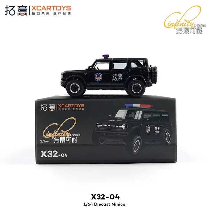 Xcartoys 1:64 Police Tactical Vehicle 6th Generation Bronco Die-Cast Car Model Miniature Gifts
