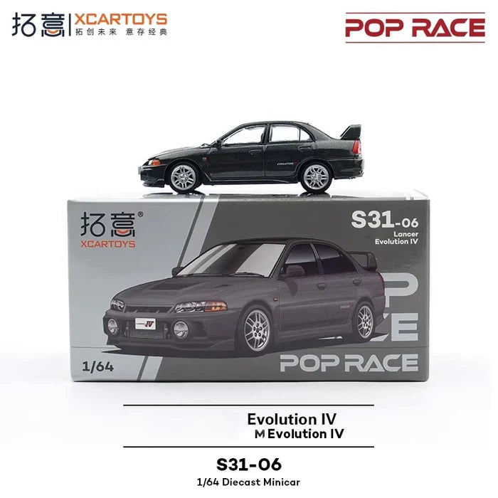 Xcartoys X Pop Race 1:64 Lancer Evolution IV Dark grey Diecast Model Car