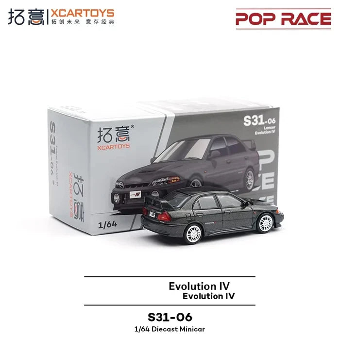 Xcartoys X Pop Race 1:64 Lancer Evolution IV Dark grey Diecast Model Car