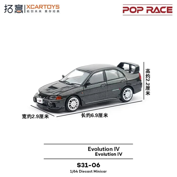 Xcartoys X Pop Race 1:64 Lancer Evolution IV Dark grey Diecast Model Car