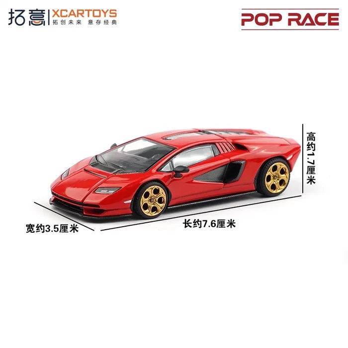 Xcartoys x POP RACE 1:64 LPl 800-4 ROSSO COUNTACH Diecast Model Car