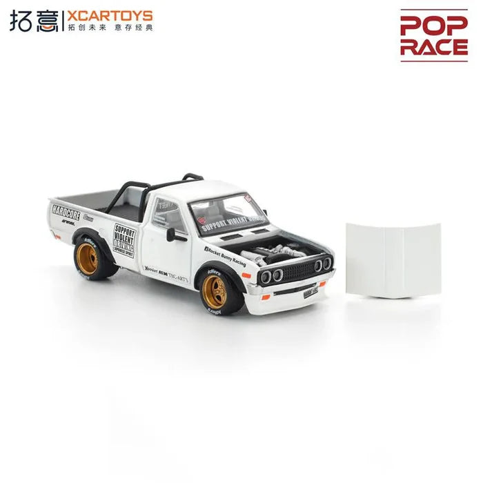Xcartoys x Pop Race 1:64 PANDEM DATSUN 620 PickUP Truck White Diecast Model Car