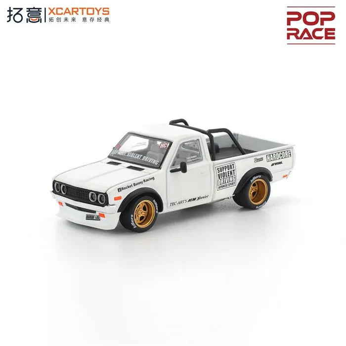 Xcartoys x Pop Race 1:64 PANDEM DATSUN 620 PickUP Truck White Diecast Model Car