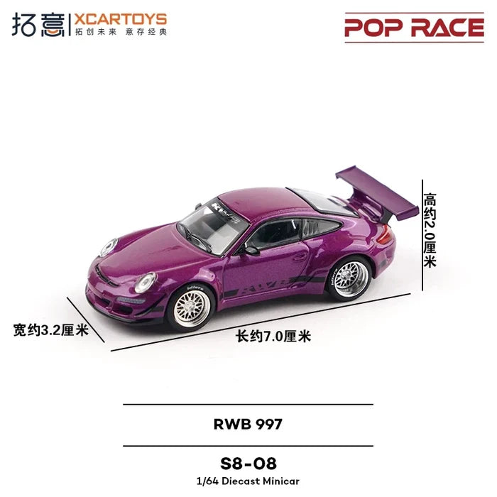 Xcartoys x POP RACE 1:64 RWB 997 Die-Cast Car Model Miniature Gifts