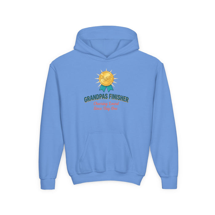 Youth Hoodie - “Grandpa’s Finisher” Medal Design (Grandpas Finisher: Cheering Loud Since Day One)