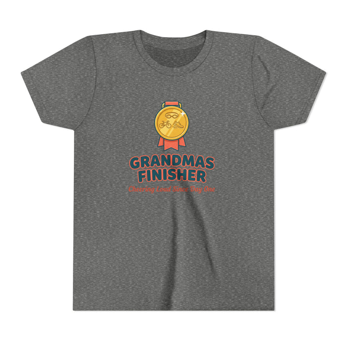Youth Tee - "Grandmas Finisher" Medal Design (Cheering Loud Since Day One)