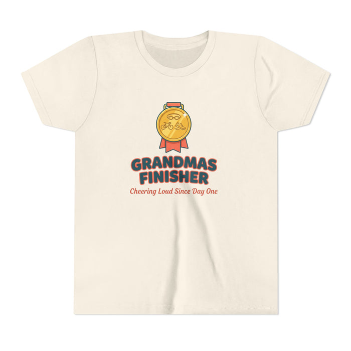 Youth Tee - "Grandmas Finisher" Medal Design (Cheering Loud Since Day One)