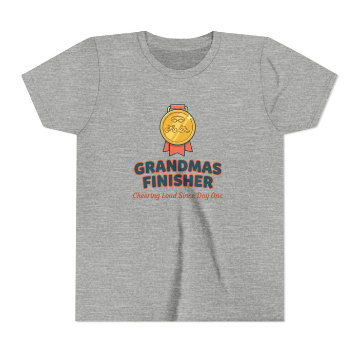 Youth Tee - "Grandmas Finisher" Medal Design (Cheering Loud Since Day One)