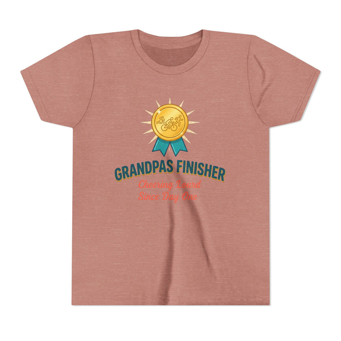 Youth Tee — "Grandpa's Finisher" Medal Tee (Cheering Loud Since Day One)