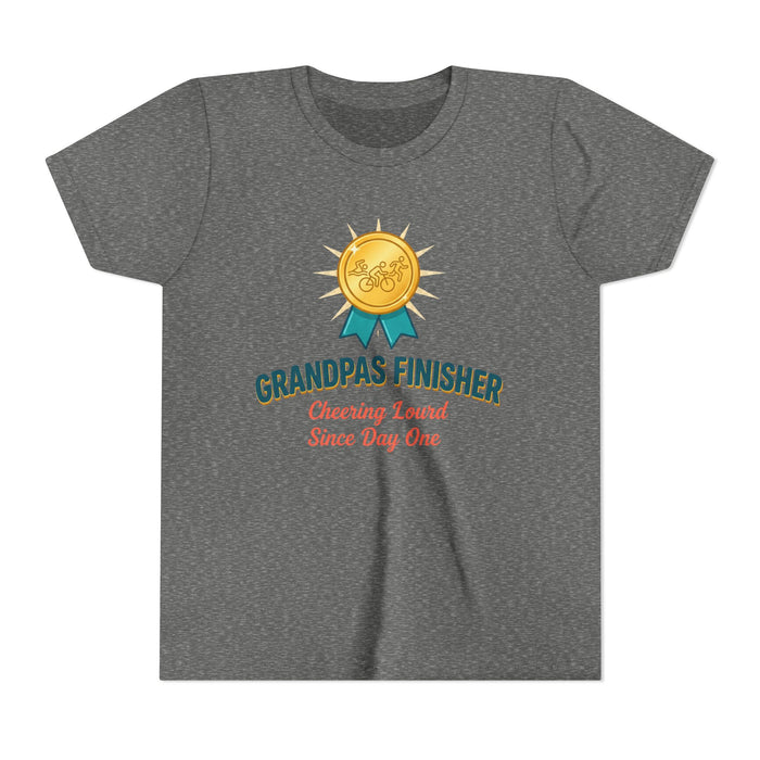 Youth Tee — "Grandpa's Finisher" Medal Tee (Cheering Loud Since Day One)