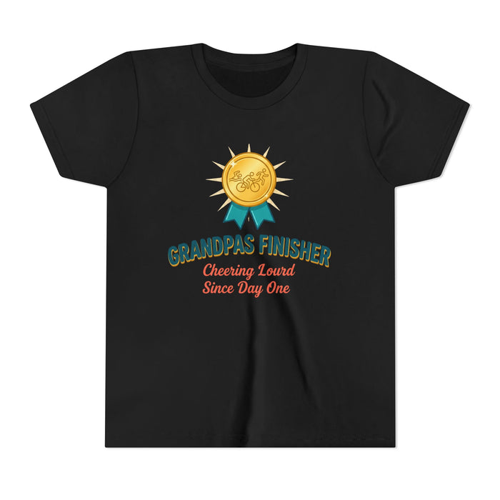 Youth Tee — "Grandpa's Finisher" Medal Tee (Cheering Loud Since Day One)