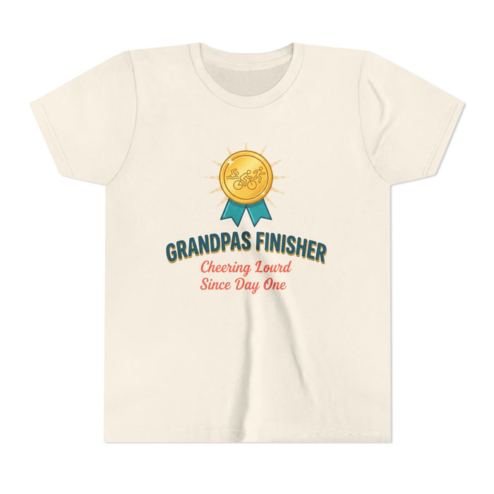 Youth Tee — "Grandpa's Finisher" Medal Tee (Cheering Loud Since Day One)