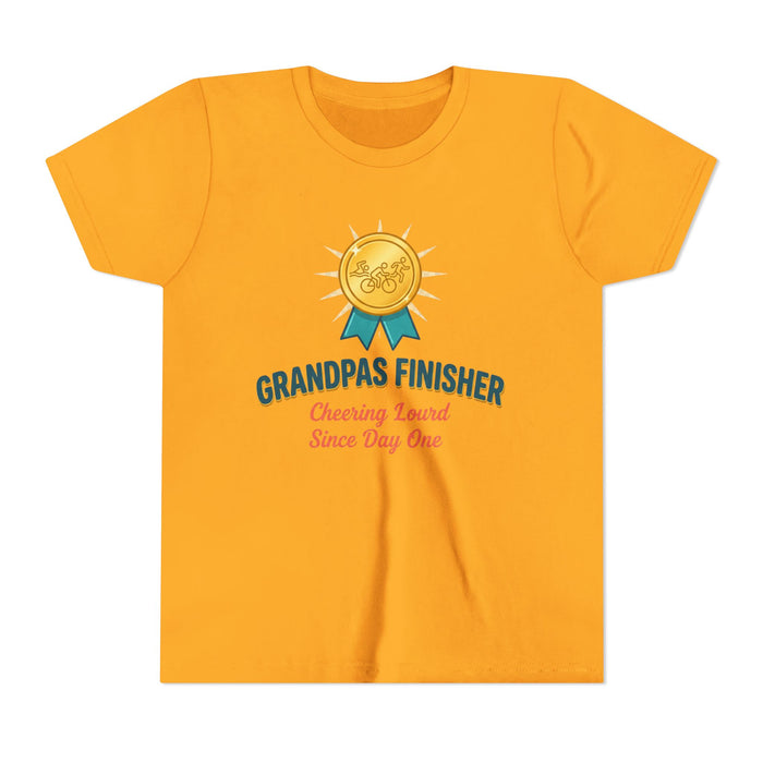 Youth Tee — "Grandpa's Finisher" Medal Tee (Cheering Loud Since Day One)